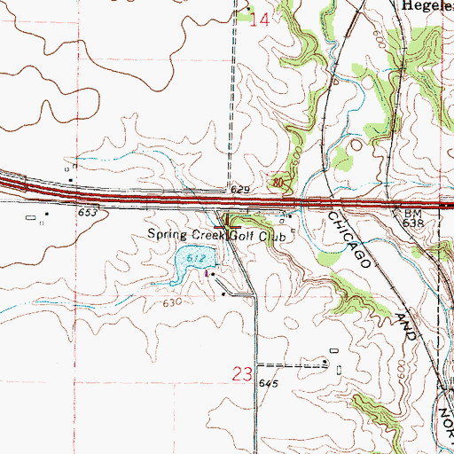 Topographic Map of Spring Creek Golf Club, IL