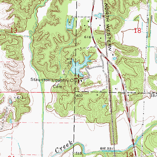 Topographic Map of Staunton Country Club, IL