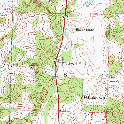 Topographic Map of Stewart Mine, IL