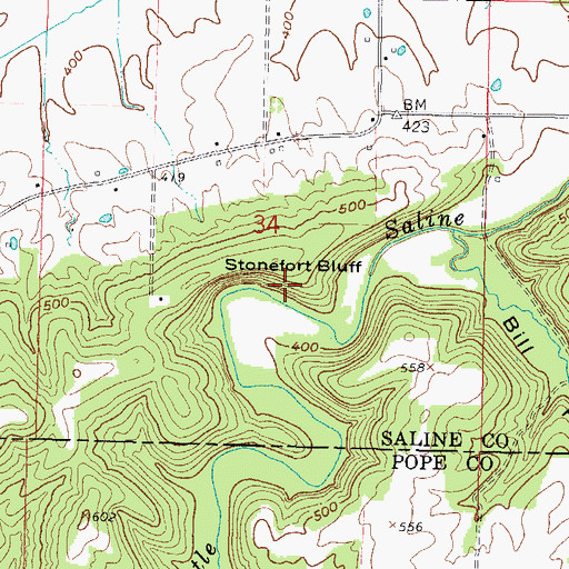 Topographic Map of Stonefort Bluff, IL