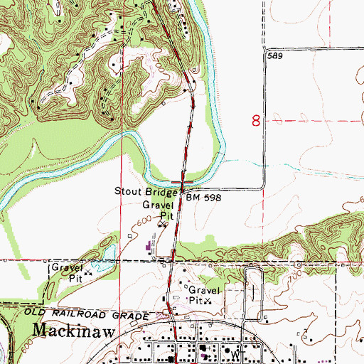 Topographic Map of Stout Bridge, IL