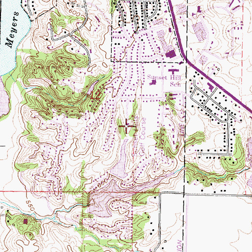 Topographic Map of Sunset Hills Golf Course, IL