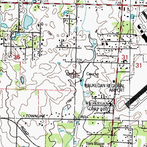 Topographic Map of Orchard Hills Golf Course and Country Club, IL