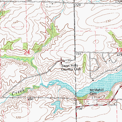 Topographic Map of Swan Hills Country Club, IL