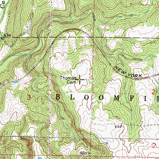 Topographic Map of Thomas Cemetery, IL