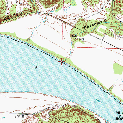 Topographic Map of Threemile Creek, IL