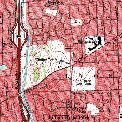 Topographic Map of Timber Trails Golf Club (historical), IL