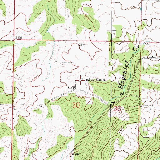 Topographic Map of Tinsley Cemetery, IL