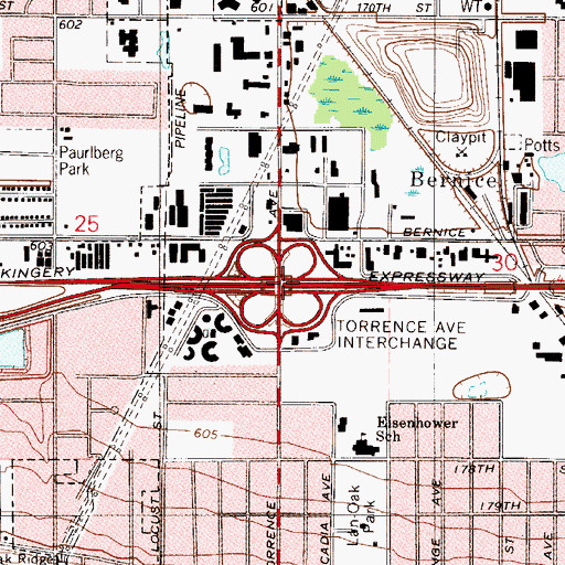 Topographic Map of Torrence Avenue Interchange, IL