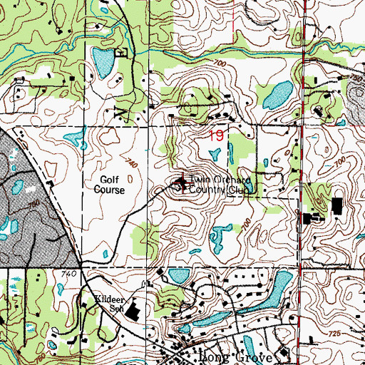 Topographic Map of Town Orchard Country Club, IL