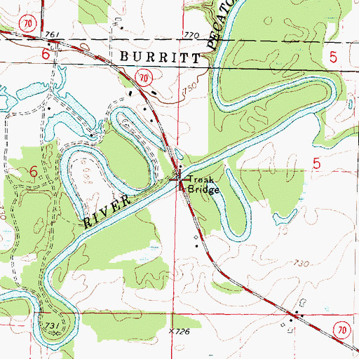 Topographic Map of Trask Bridge, IL