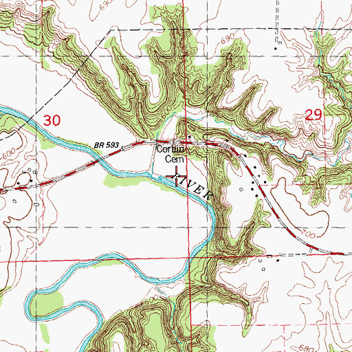 Topographic Map of Trenton Bridge (historical), IL