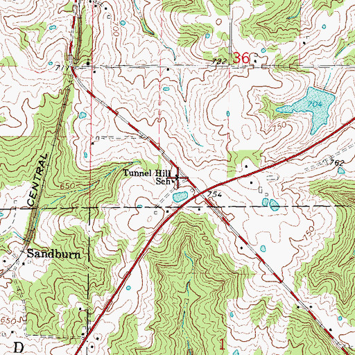 Topographic Map of Tunnel Hill Center, IL