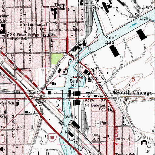 Topographic Map of Turning Basin Number 1, IL