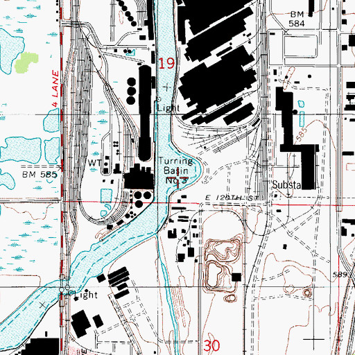 Topographic Map of Turning Basin Number 3, IL
