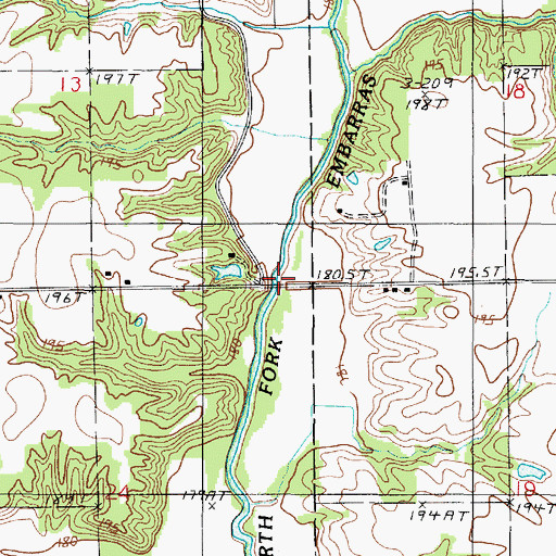 Topographic Map of Twin Bridges, IL