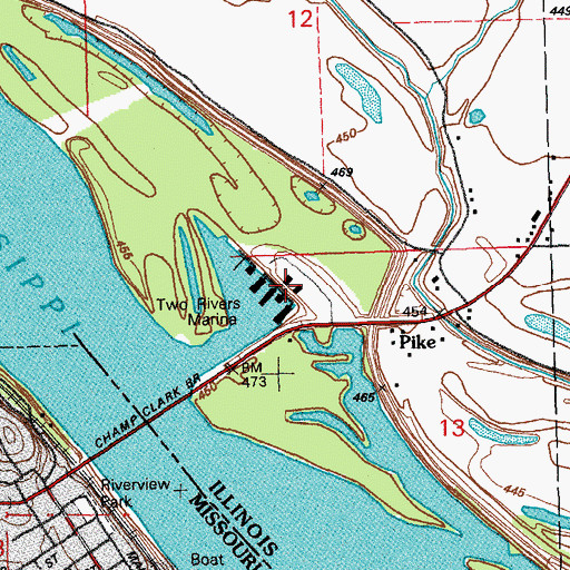 Topographic Map of Two Rivers Marina, IL