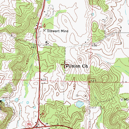 Topographic Map of Union Church, IL