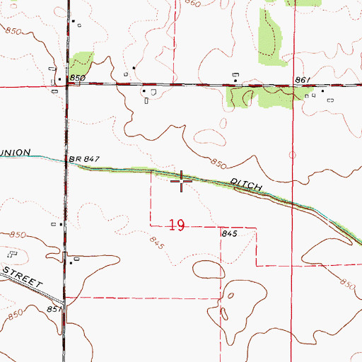 Topographic Map of Union Ditch Number 3, IL