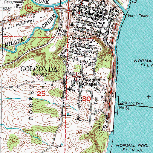 Topographic Map of Wagman Chapel, IL