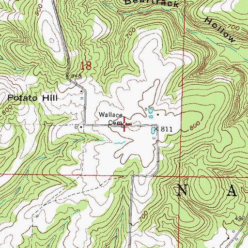 Topographic Map of Wallace Cemetery, IL