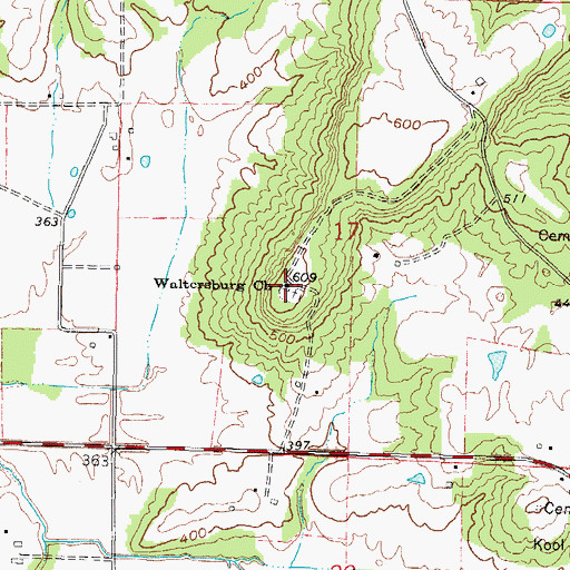 Topographic Map of Waltersburg Church, IL