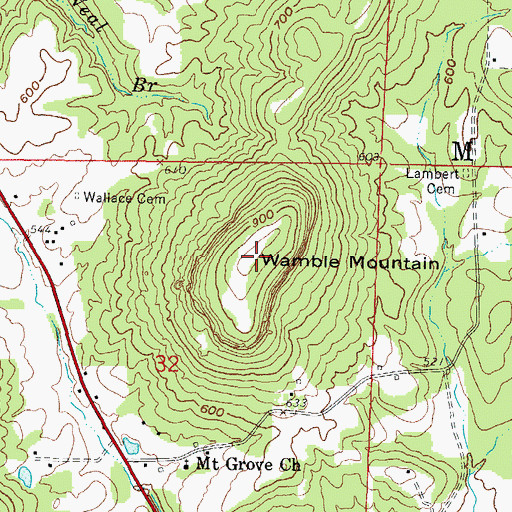Topographic Map of Wamble Mountain, IL