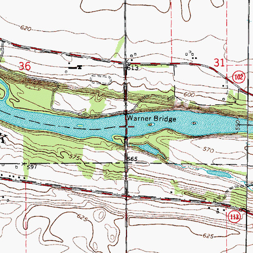 Topographic Map of Warner Bridge, IL