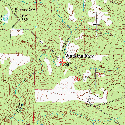 Topographic Map of Watkins Ford, IL