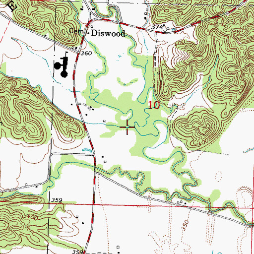 Topographic Map of West Branch Sandy Creek, IL