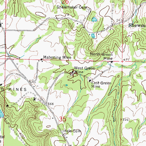 Topographic Map of West Green Mine, IL
