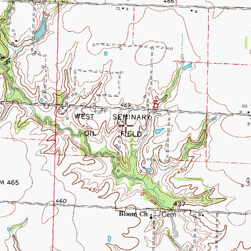 Topographic Map of West Seminary Oil Field, IL