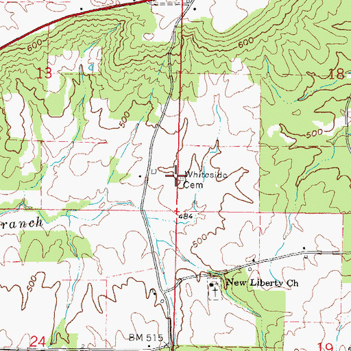 Topographic Map of Whiteside Cemetery, IL
