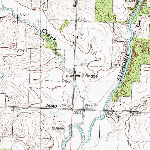 Topographic Map of Wolf Bridge, IL