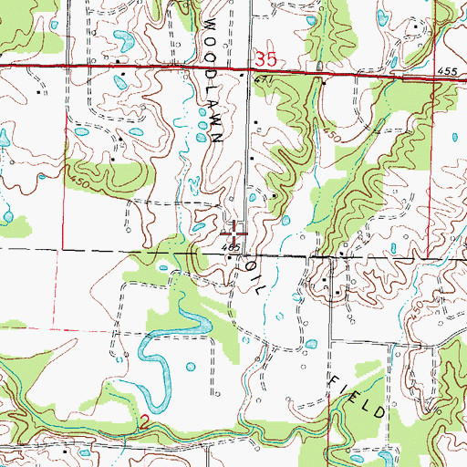 Topographic Map of Woodlawn Oil Field, IL