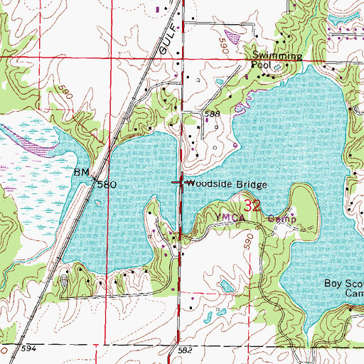 Topographic Map of Woodside Bridge, IL