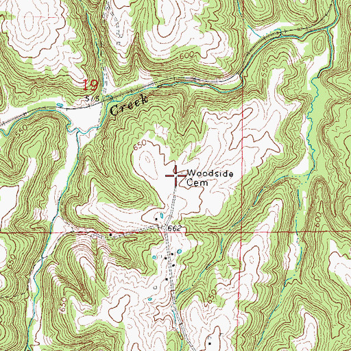 Topographic Map of Woodside Cemetery, IL