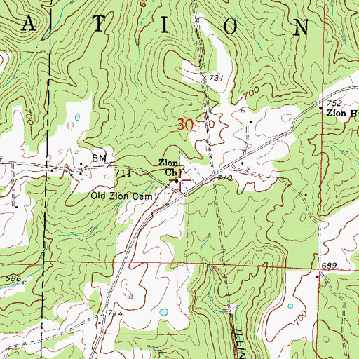 Topographic Map of Zion Church, IL