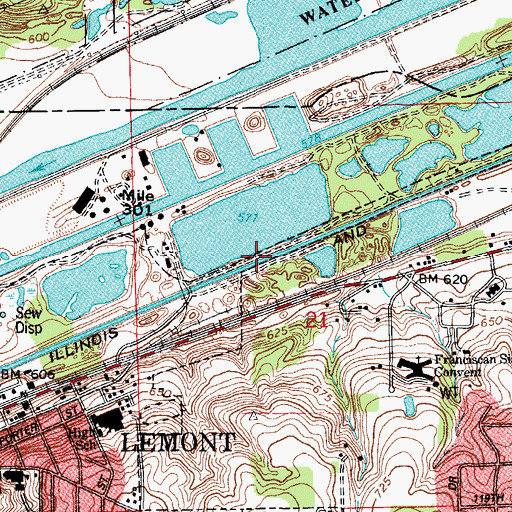 Topographic Map of Illinois and Michigan Canal State Trail, IL