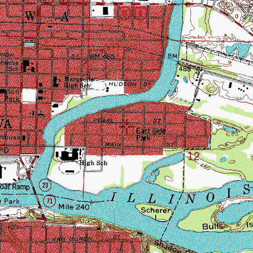 Topographic Map of East Side Park, IL