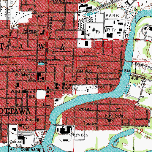 Topographic Map of Columbus School (historical), IL