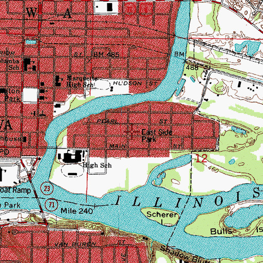 Topographic Map of Washington School (historical), IL