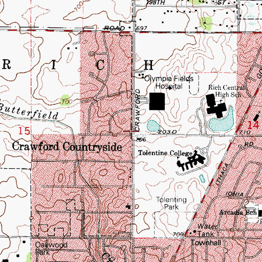 Topographic Map of Crawford Countryside, IL