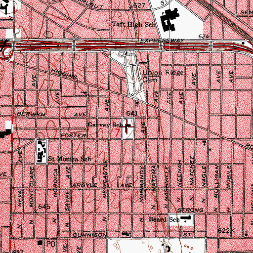 Topographic Map of John W Garvy Elementary School, IL