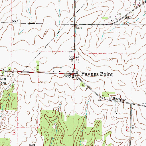 Topographic Map of Paynes Point, IL