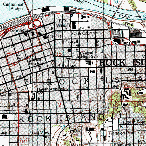 Topographic Map of Trinity Church, IL