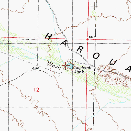 Topographic Map of Eagletail Tank, AZ