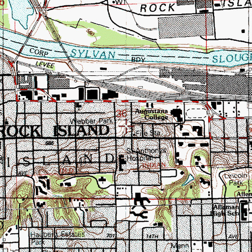 Topographic Map of Webber Park, IL