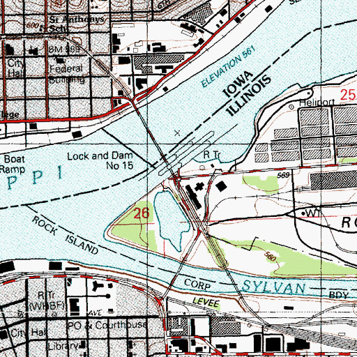 Topographic Map of Fort Davenport Historical Monument, IL