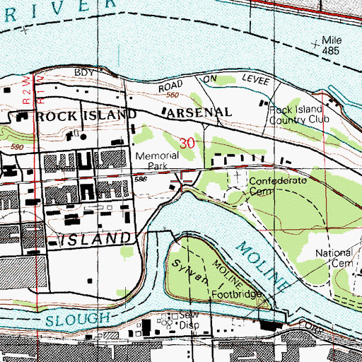 Topographic Map of Memorial Park, IL